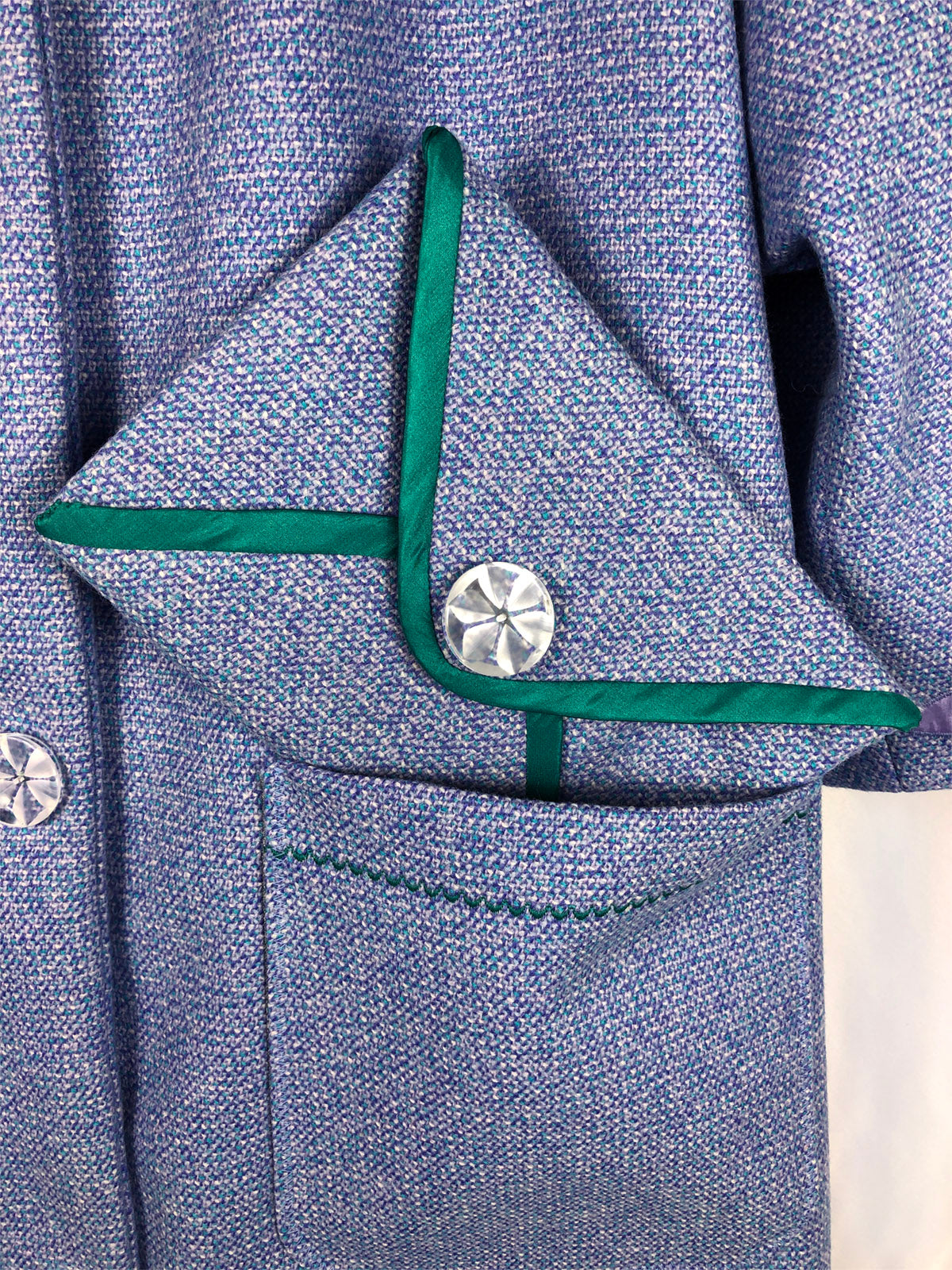 Lavender-Blue Wool Coat with Vast Designs